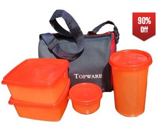 India Desire : Buy Topware Lunch Box With Insulated Bag 4 Pcs At Rs 99 From Shopclues